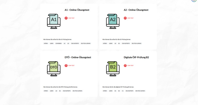 Graphical representation of the online exercises