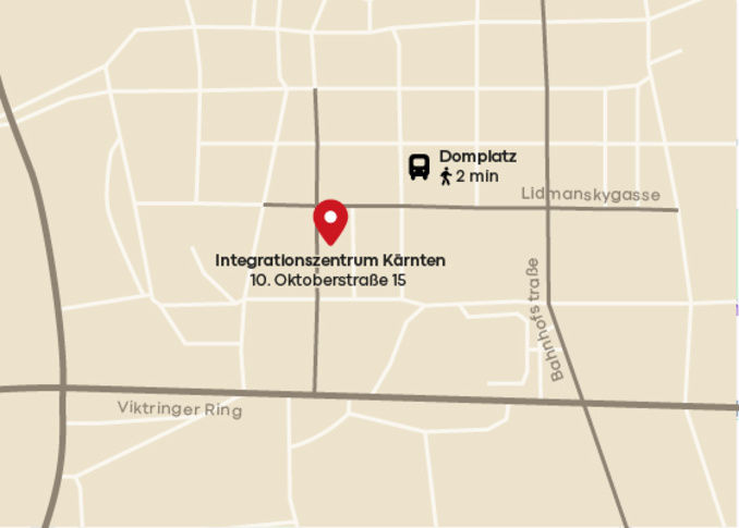 Karte mit der Adresse 10. Oktoberstraße 15, 9020 Klagenfurt