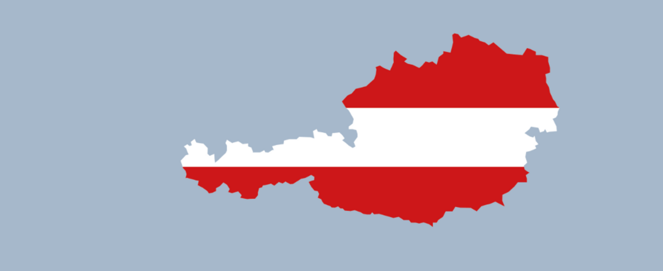 Karte von Österreich in den Farben Rot und Weiß