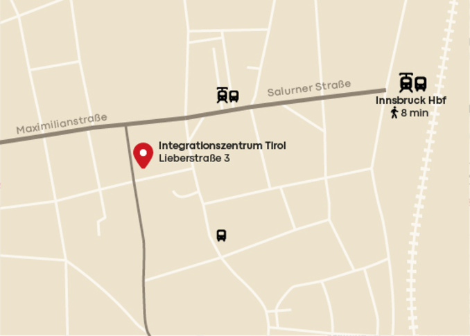 Karte mit Adresse zu Lieberstraße 3, 6020 Innsbruck