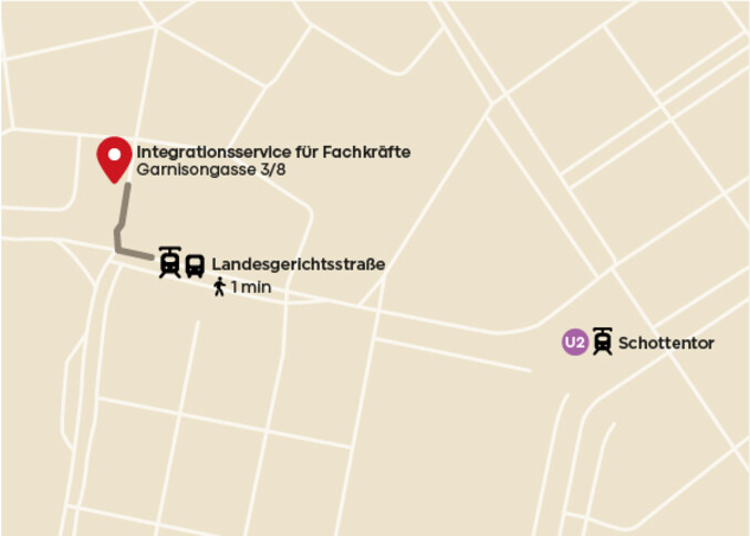 Karte mit Standort Garnisongasse 3/8, 1090 Wien